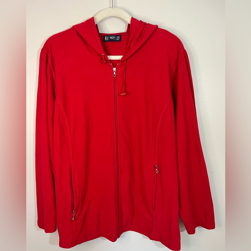 Land’s End Red Lightweight Fleece Hooded Jacket Hoodie Women’s 1X (16W-18W)